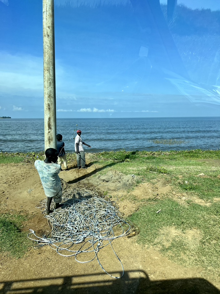 Men working at coastline